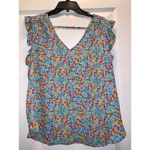 Ruffle sleeve floral blouse